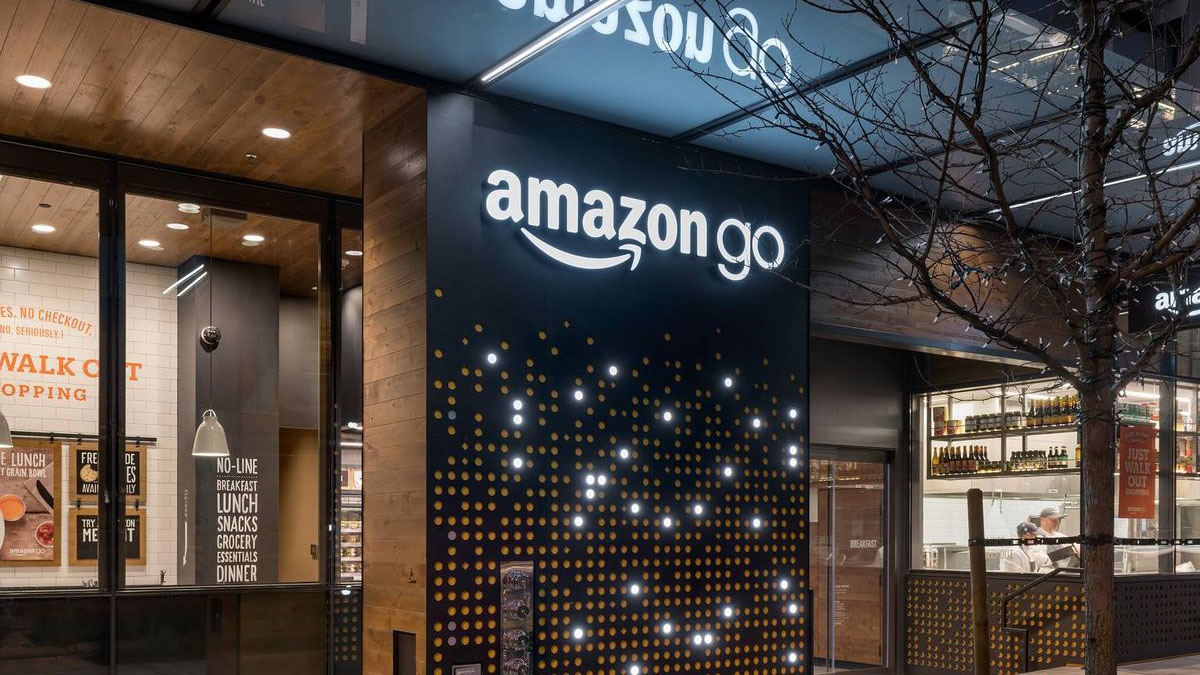 amazon go sign on side of building