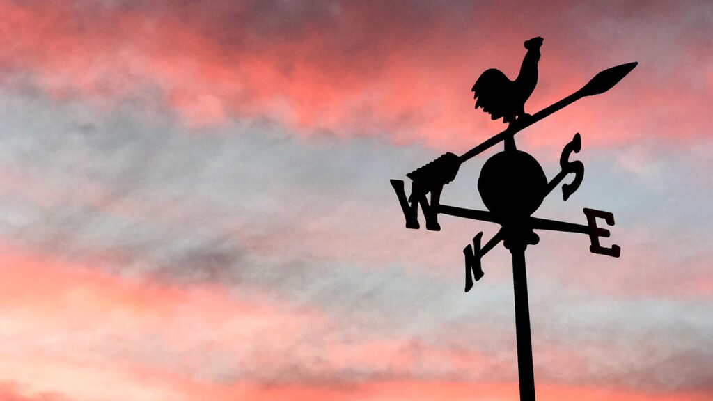 Wine vane with sunset in background
