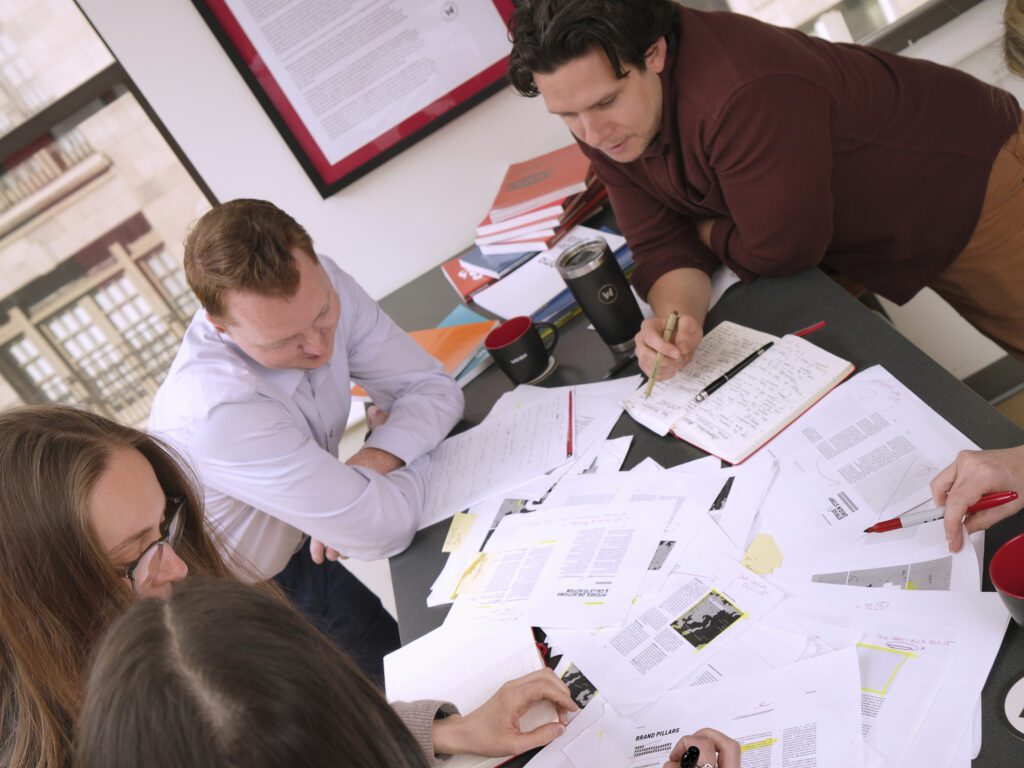 The team editing a StoryGuide