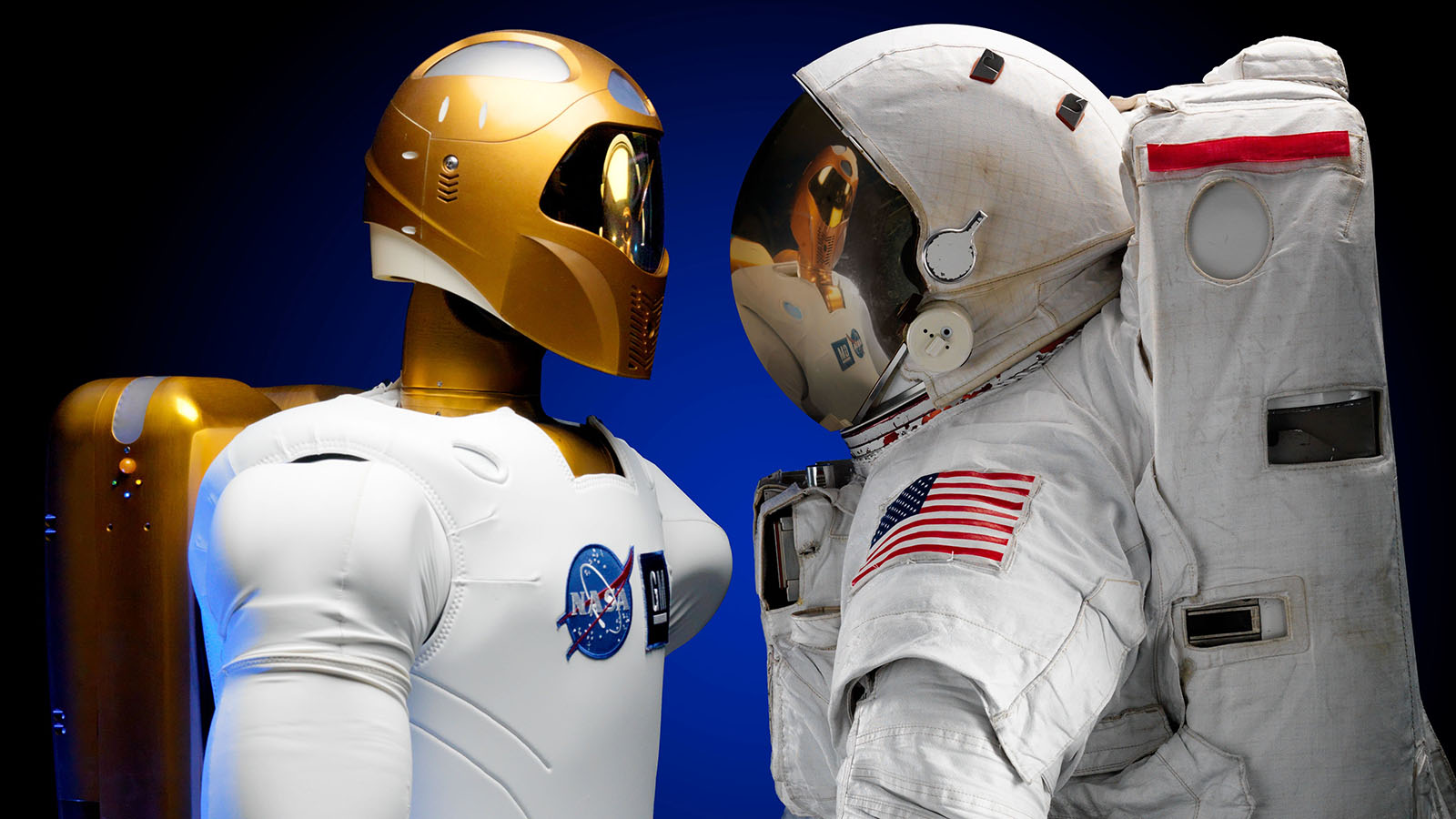Two US astronauts facing each other