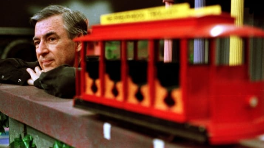 Mr. Rogers with a toy trolley